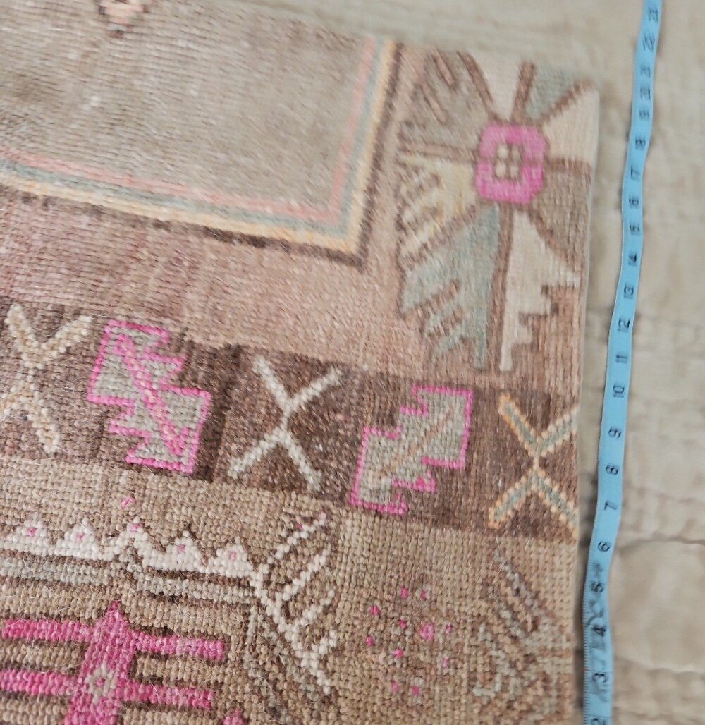 Handcrafted Southwestern Accent Throw Pillow Cover in Beige and Pink. Cover Onl - Picture 4 of 6